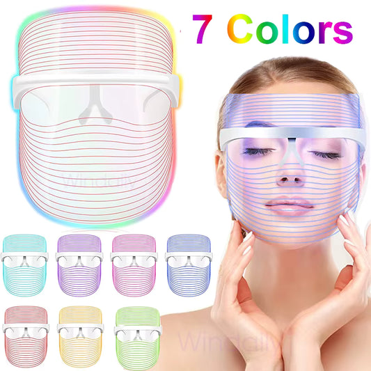 Gezichtsmasker met 7-kleuren LED-lichttherapie